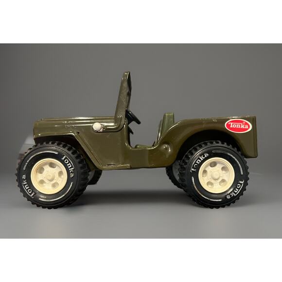 Vintage Pressed Steel Tonka Army Jeep No Canopy Roof 1960’s 6.5” Long One Star - Picture 8 of 10